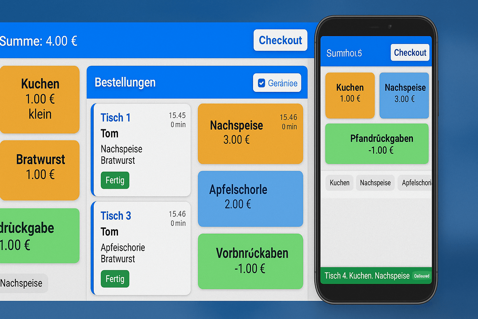 Kassensystem und Bestellsystem