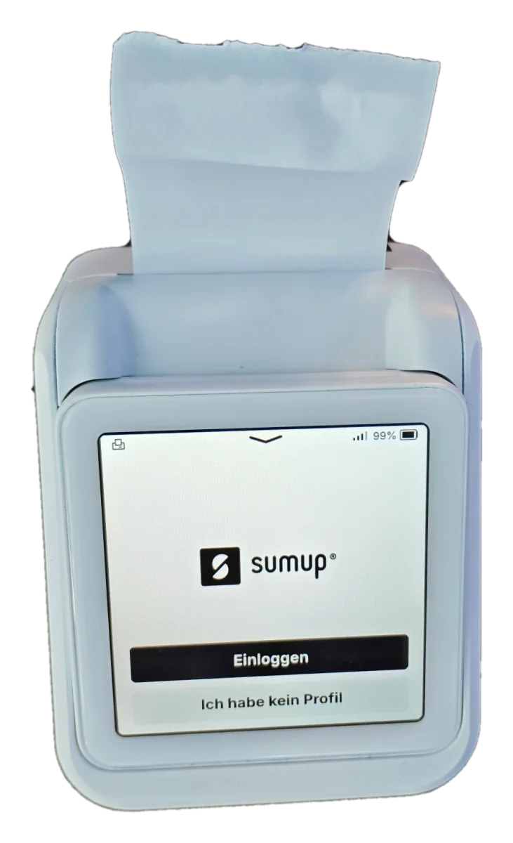 Freigestelltes SumUp Solo mit passendem Bondrucker